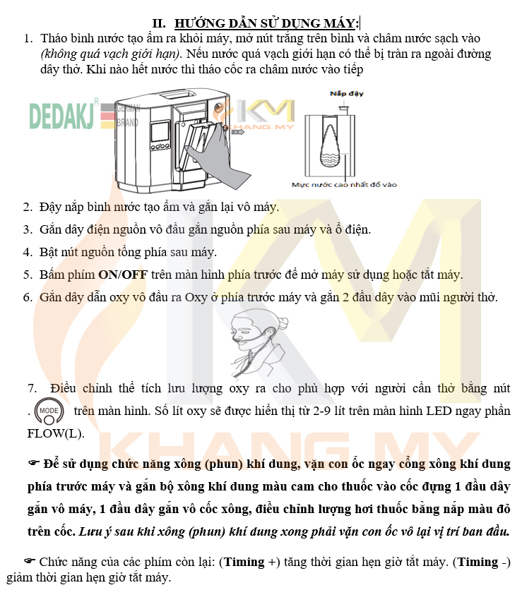 Máy Tạo Oxy Y Tế Tại Nhà Cho Người Bệnh DEDAKJ 9 Lít DE-2AW - ảnh 3